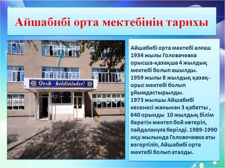 Айшабибі орта мектебінің тарихы