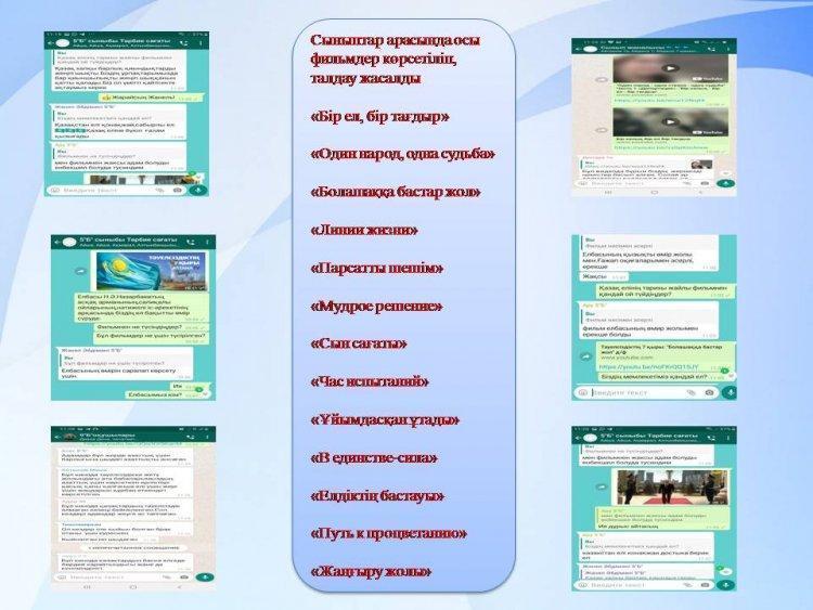 Сыныптар арасында еліміз туралы отандық  фильмдер көрсетіліп, талдау жасалды