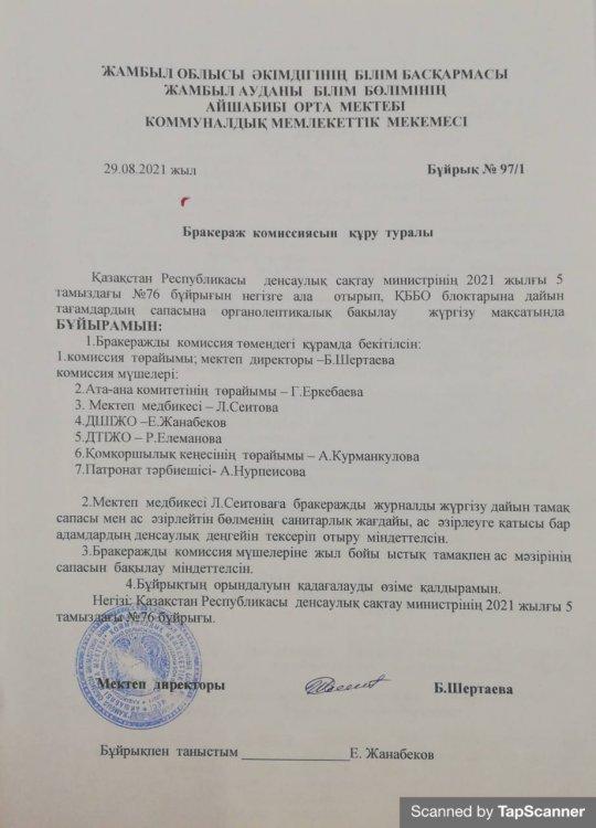 Бракеражды комиссия құрамы