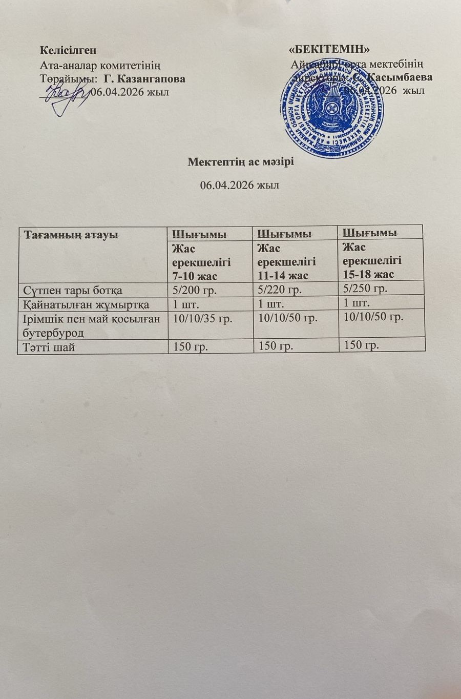 Меню